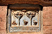 Old Bagan Myanmar. The Mingala Zedi. Well-preserved glazed Jataka plaques. 